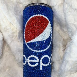 Soda inspired rhinestone tumbler